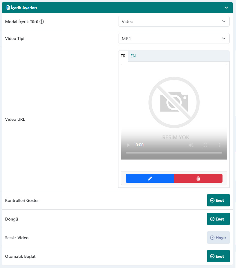 MP4 Videoları Modal İçeriği